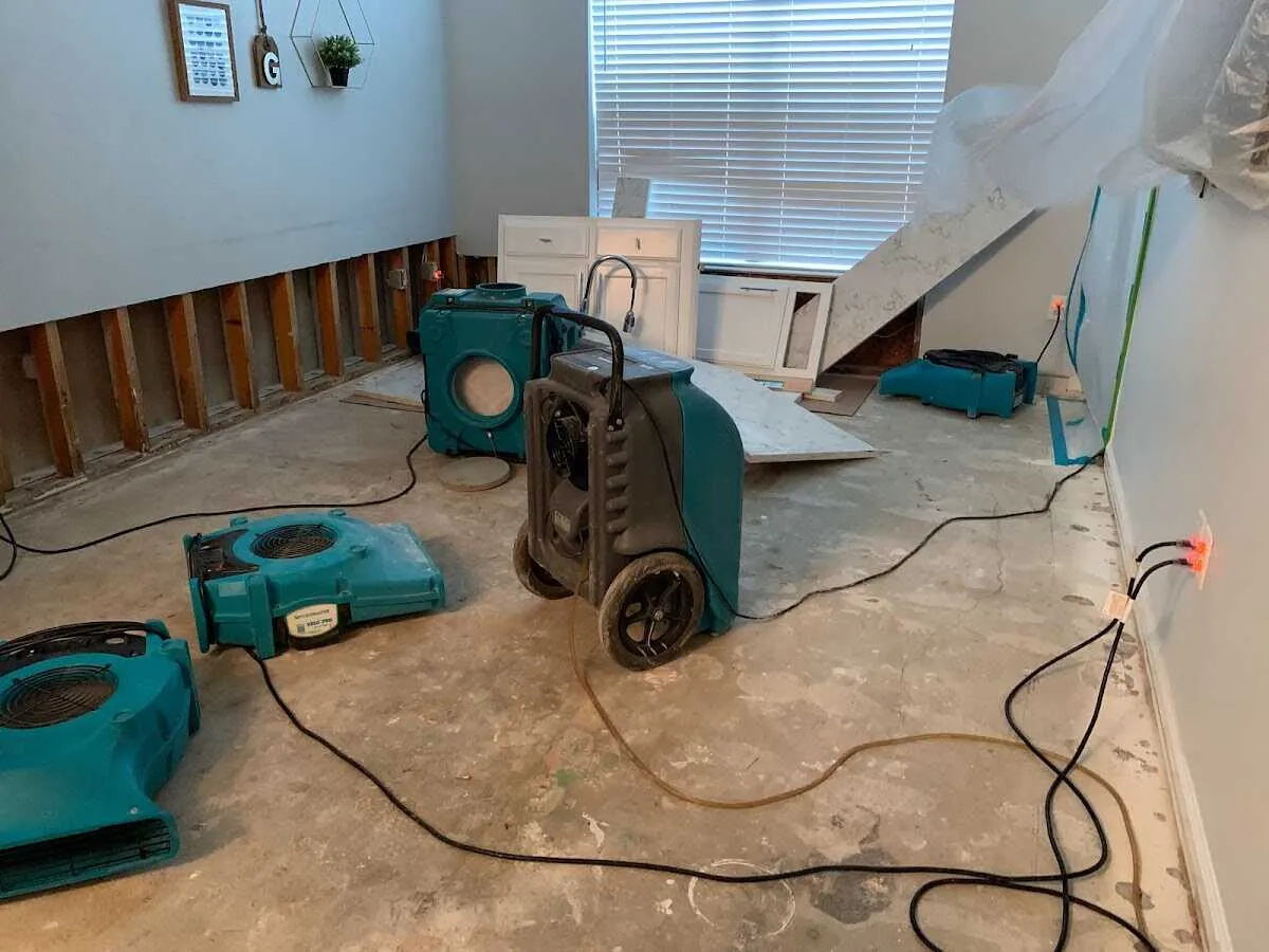 Dehumidifier in flood-cut room for Water Damage Restoration in Collierville